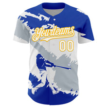 Laden Sie das Bild in den Galerie-Viewer, Custom Thunder Blue Gold-Silver 3D El Salvador El Salvadoran Flag Authentic Baseball Jersey
