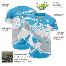 Charger l&#39;image dans la galerie, Custom Sky Blue White-Silver 3D Guatemala Guatemalan Flag Authentic Baseball Jersey
