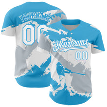 Charger l&#39;image dans la galerie, Custom Sky Blue White-Silver 3D Guatemala Guatemalan Flag Authentic Baseball Jersey
