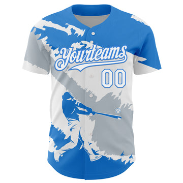 Custom Electric Blue White-Silver 3D Honduras Honduran Flag Authentic Baseball Jersey