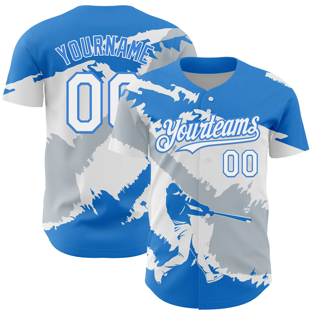 Custom Electric Blue White-Silver 3D Honduras Honduran Flag Authentic Baseball Jersey