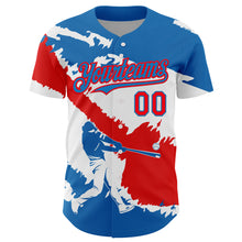 Load image into Gallery viewer, Custom Blue Fire Red-White 3D Panama Panamanian Flag Authentic Baseball Jersey
