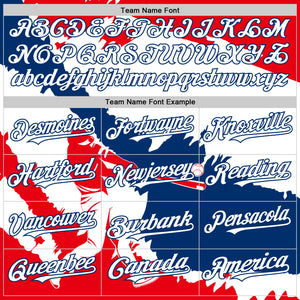 Custom Fire Red White-US Navy Blue 3D Dominican Republic Flag Authentic Baseball Jersey