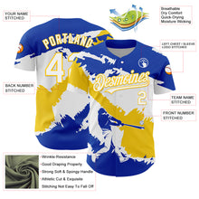 Load image into Gallery viewer, Custom Thunder Blue White-Yellow 3D Uruguay Uruguayan Flag Authentic Baseball Jersey
