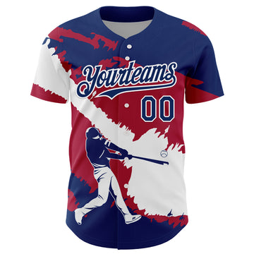 Custom US Navy Blue Cardinal-White 3D USA Flag Authentic Baseball Jersey