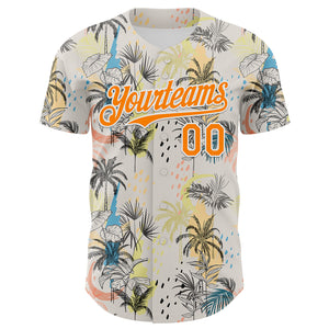 Custom Cream Bay Orange-White 3D Hawaii Tropical Palm Tree Authentic Baseball Jersey