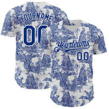 Load image into Gallery viewer, Custom White Royal 3D Hawaii Tropical Jungle Leopard Authentic Baseball Jersey
