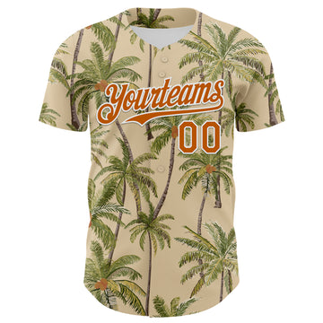 Custom City Cream Texas Orange-White 3D Hawaii Tropical Coconut Tree Authentic Baseball Jersey