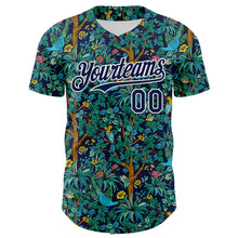 Load image into Gallery viewer, Custom Navy White 3D Hawaii Tropical Jungle Bird Authentic Baseball Jersey
