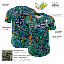 Load image into Gallery viewer, Custom Navy White 3D Hawaii Tropical Jungle Bird Authentic Baseball Jersey
