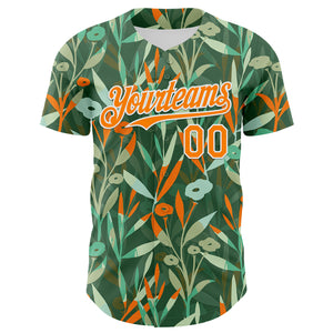 Custom Green Bay Orange-White 3D Hawaii Tropical Leaves And Flowers Authentic Baseball Jersey