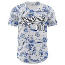 Load image into Gallery viewer, Custom White Black 3D Hawaii Island Tropical Palm Tree Authentic Baseball Jersey
