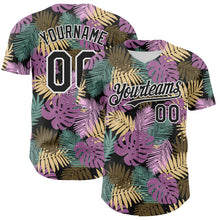 Load image into Gallery viewer, Custom Black White 3D Hawaii Tropical Palm Leaves Authentic Baseball Jersey
