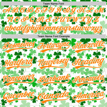 Load image into Gallery viewer, Custom White Bay Orange-Green 3D St. Patrick&#39;s Day Shamrock Authentic Baseball Jersey
