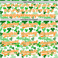 Load image into Gallery viewer, Custom White Bay Orange-Green 3D St. Patrick&#39;s Day Shamrock Authentic Baseball Jersey
