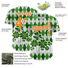 Load image into Gallery viewer, Custom White Bay Orange-Green 3D St. Patrick&#39;s Day Shamrock Authentic Baseball Jersey
