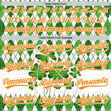 Load image into Gallery viewer, Custom White Bay Orange-Green 3D St. Patrick&#39;s Day Shamrock Authentic Baseball Jersey
