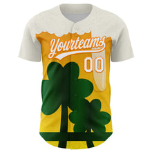 Load image into Gallery viewer, Custom White Bay Orange-Green 3D St. Patrick&#39;s Day Shamrock Beer Authentic Baseball Jersey
