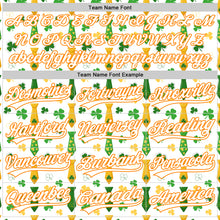 Laden Sie das Bild in den Galerie-Viewer, Custom White Bay Orange-Green 3D St. Patrick&#39;s Day Shamrock Authentic Baseball Jersey
