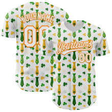 Laden Sie das Bild in den Galerie-Viewer, Custom White Bay Orange-Green 3D St. Patrick&#39;s Day Shamrock Authentic Baseball Jersey
