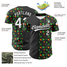 Load image into Gallery viewer, Custom Black Green-Bay Orange 3D St. Patrick&#39;s Day Shamrock Authentic Baseball Jersey
