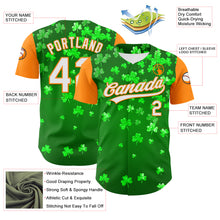 Load image into Gallery viewer, Custom Green White-Bay Orange 3D St. Patrick&#39;s Day Shamrock Authentic Baseball Jersey
