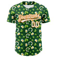 Load image into Gallery viewer, Custom Green White-Bay Orange 3D St. Patrick&#39;s Day Shamrock Beer Authentic Baseball Jersey
