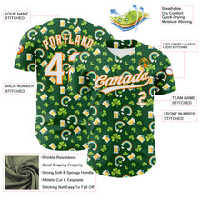 Load image into Gallery viewer, Custom Green White-Bay Orange 3D St. Patrick&#39;s Day Shamrock Beer Authentic Baseball Jersey
