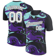 Загрузить изображение в средство просмотра галереи, Custom Black Ice Blue-Purple 3D Esports Performance T-Shirt
