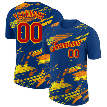 Custom US Navy Blue Red Gold-Orange 3D Esports Performance T-Shirt