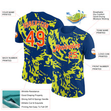 Charger l&#39;image dans la galerie, Custom US Navy Blue Orange-Neon Yellow 3D Esports Performance T-Shirt
