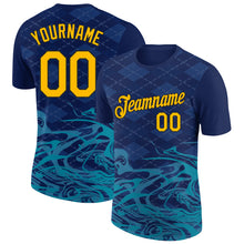 Charger l&#39;image dans la galerie, Custom Navy Gold Teal-Black 3D Esports Performance T-Shirt
