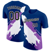 Charger l&#39;image dans la galerie, Custom US Navy Blue Black-Medium Purple 3D Esports Performance T-Shirt
