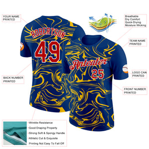 Custom US Navy Blue Red-Yellow 3D Esports Performance T-Shirt