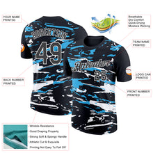 Laden Sie das Bild in den Galerie-Viewer, Custom Black Steel Gray-Sky Blue 3D Esports Performance T-Shirt
