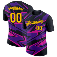 Загрузить изображение в средство просмотра галереи, Custom Black Gold Purple-Deep Pink 3D Esports Performance T-Shirt
