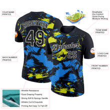 Загрузить изображение в средство просмотра галереи, Custom Black Powder Blue-Neon Yellow 3D Esports Performance T-Shirt
