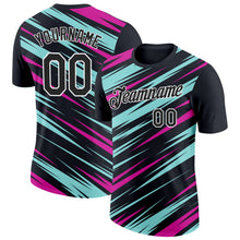 Загрузить изображение в средство просмотра галереи, Custom Black Ice Blue-Deep Pink 3D Esports Performance T-Shirt
