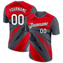 Charger l&#39;image dans la galerie, Custom Steel Gray Red-Black 3D Esports Performance T-Shirt
