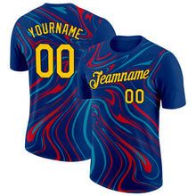 Charger l&#39;image dans la galerie, Custom US Navy Blue Yellow Teal Fire Red-Navy 3D Esports Performance T-Shirt
