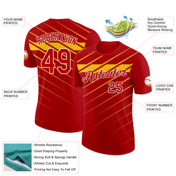 Custom Red Yellow-White 3D Esports Performance T-Shirt