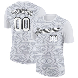 Custom White Gray-Black 3D Esports Performance T-Shirt