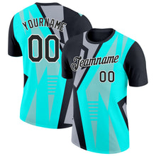 Charger l&#39;image dans la galerie, Custom Ice Blue Black-Gray 3D Esports Performance T-Shirt
