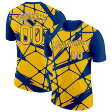 Charger l&#39;image dans la galerie, Custom Thunder Blue Gold-Black 3D Esports Performance T-Shirt
