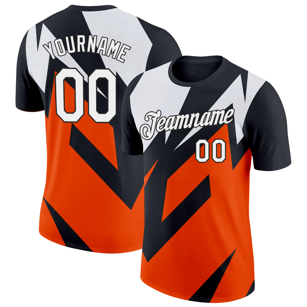 Custom Black White-Orange 3D Esports Performance T-Shirt