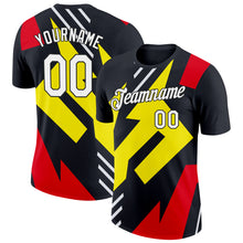 Загрузить изображение в средство просмотра галереи, Custom Black Light Yellow-Fire Red 3D Esports Performance T-Shirt
