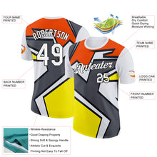 Laden Sie das Bild in den Galerie-Viewer, Custom White Orange Steel Gray Light Yellow-Black 3D Esports Performance T-Shirt
