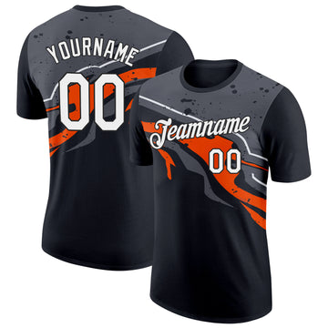 Custom Black Orange-Steel Gray 3D Esports Performance T-Shirt