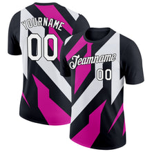 Load image into Gallery viewer, Custom Black White-Hot Pink 3D Esports Performance T-Shirt
