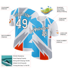 Laden Sie das Bild in den Galerie-Viewer, Custom White Sky Blue Orange-Gray 3D Esports Performance T-Shirt
